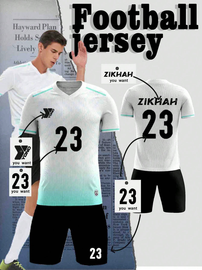 Men's Breathable And Comfortable Soccer Uniform Set With V-Neck Design, Customizable Patterns