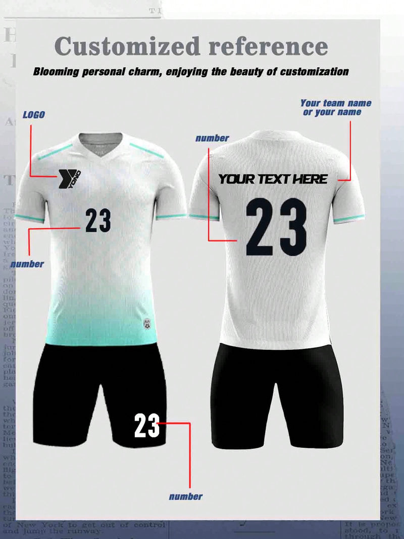 Men's Breathable And Comfortable Soccer Uniform Set With V-Neck Design, Customizable Patterns