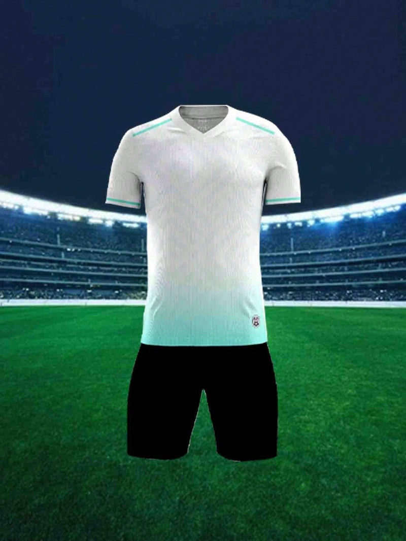Men's Breathable And Comfortable Soccer Uniform Set With V-Neck Design, Customizable Patterns