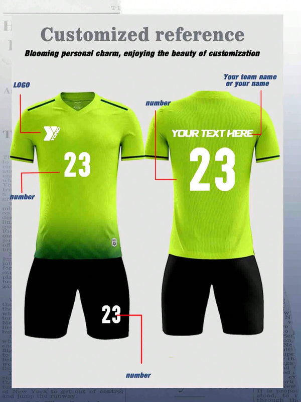 Men's Breathable And Comfortable Soccer Uniform Set With V-Neck Design, Customizable Patterns