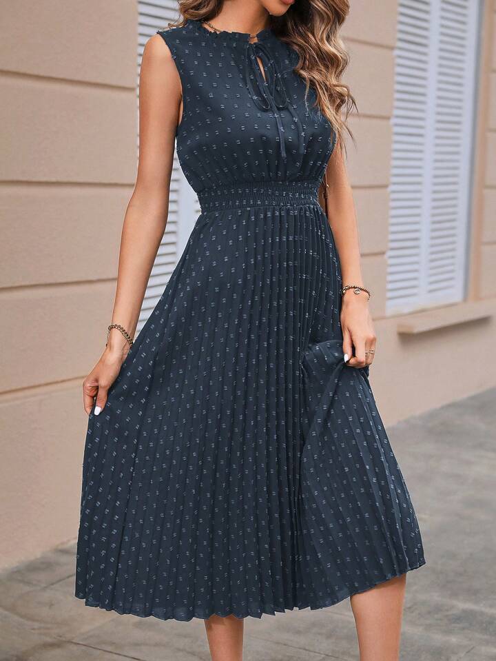 navy blue swiss dot dress Swiss Dot Tied Surplice Short Sleeve Dress