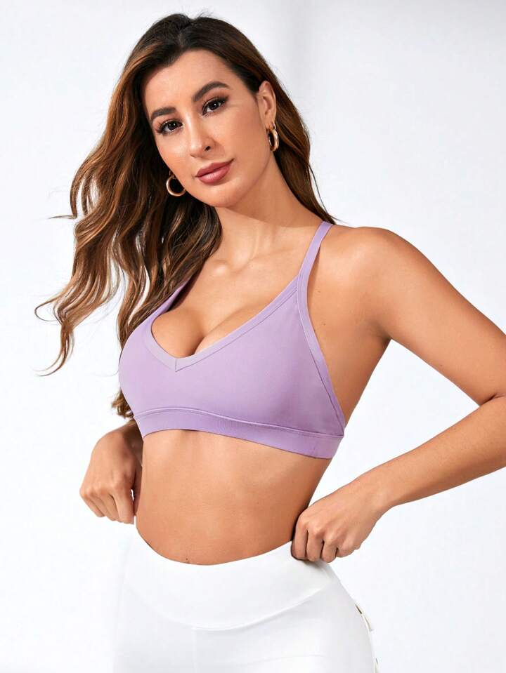 Estella’s Solid Cut Out Backless Sports Bra