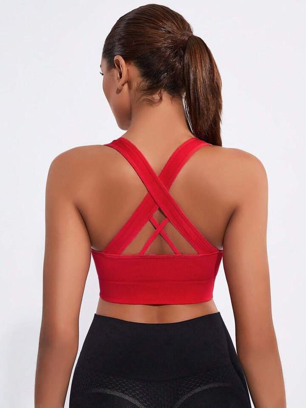 Estella’s Solid Color Back-Crossed Simple And Comfortable Sports Bra