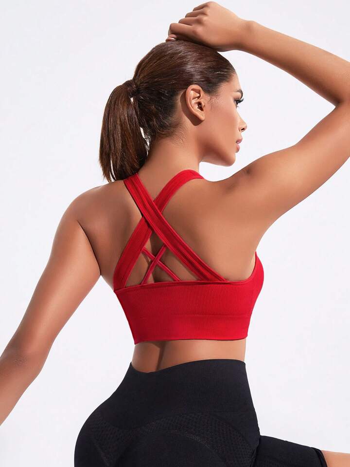 Estella’s Solid Color Back-Crossed Simple And Comfortable Sports Bra