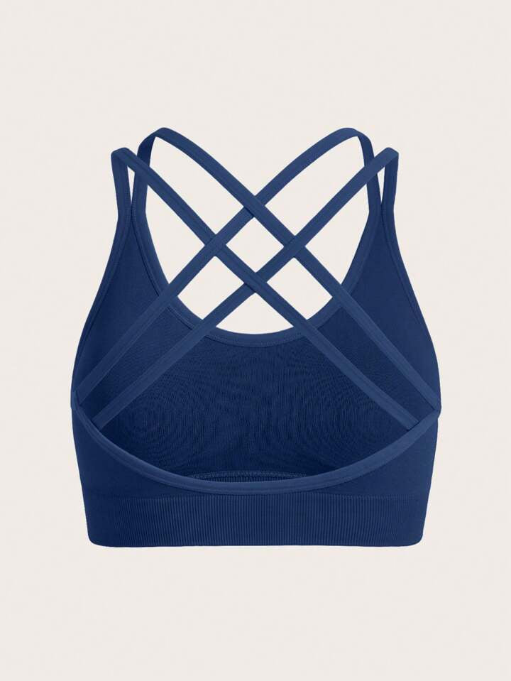 Estella’s Solid Color Seamless High-Stretch Cross Back Sports Bra