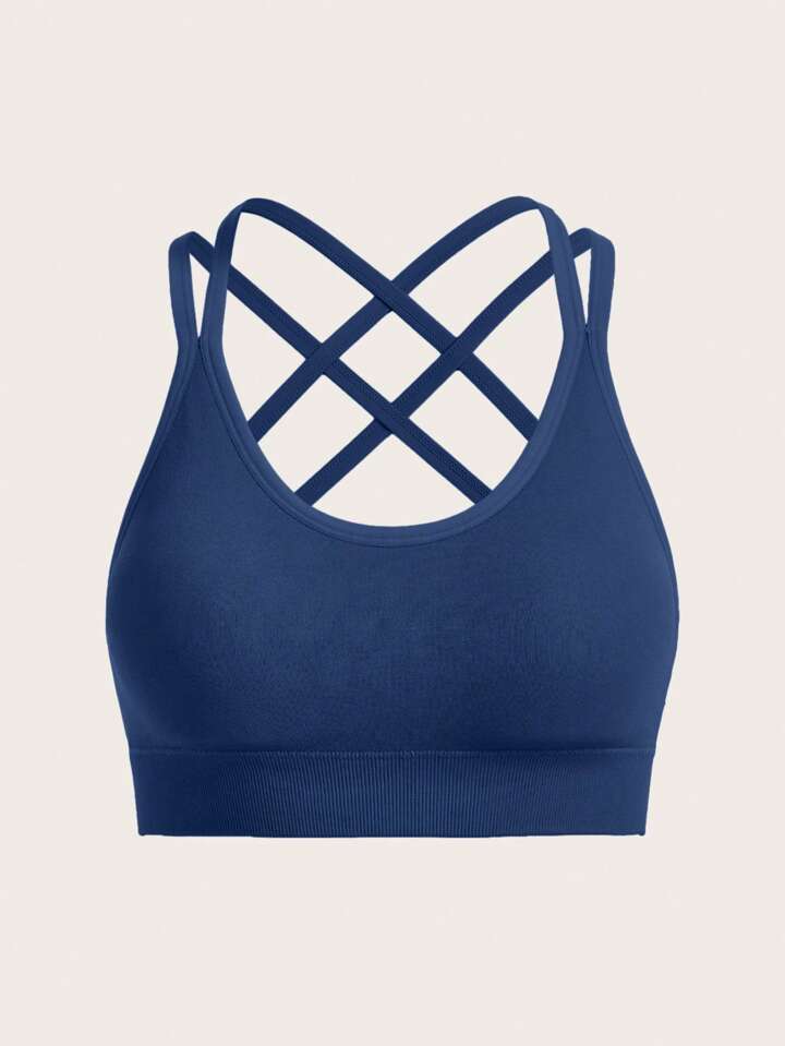 Estella’s Solid Color Seamless High-Stretch Cross Back Sports Bra