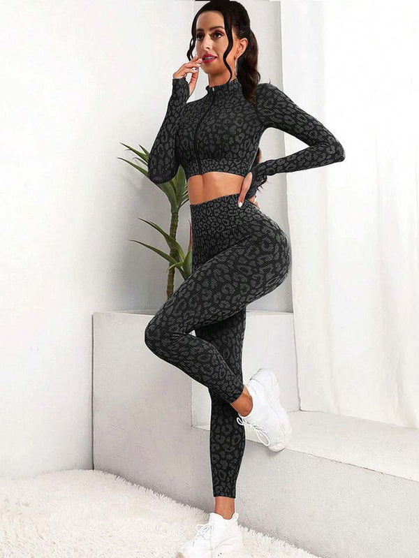 Estella’s Leopard Printed Long Sleeve Sports Set