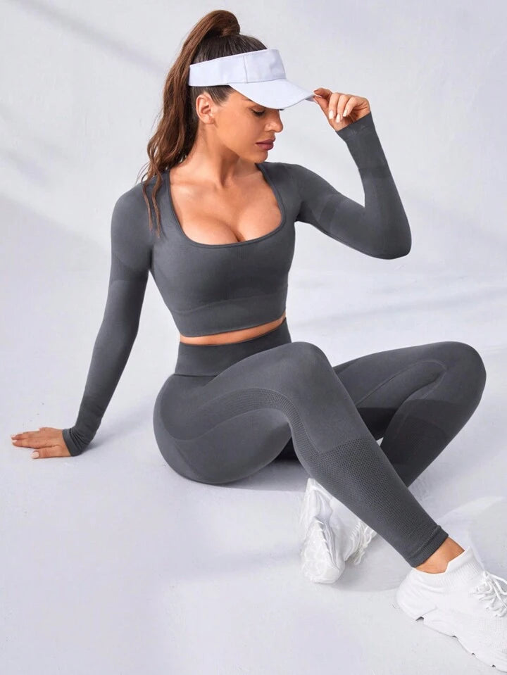 Estella’s Seamless High Stretch Scoop Neck Sports Set Workout Set
