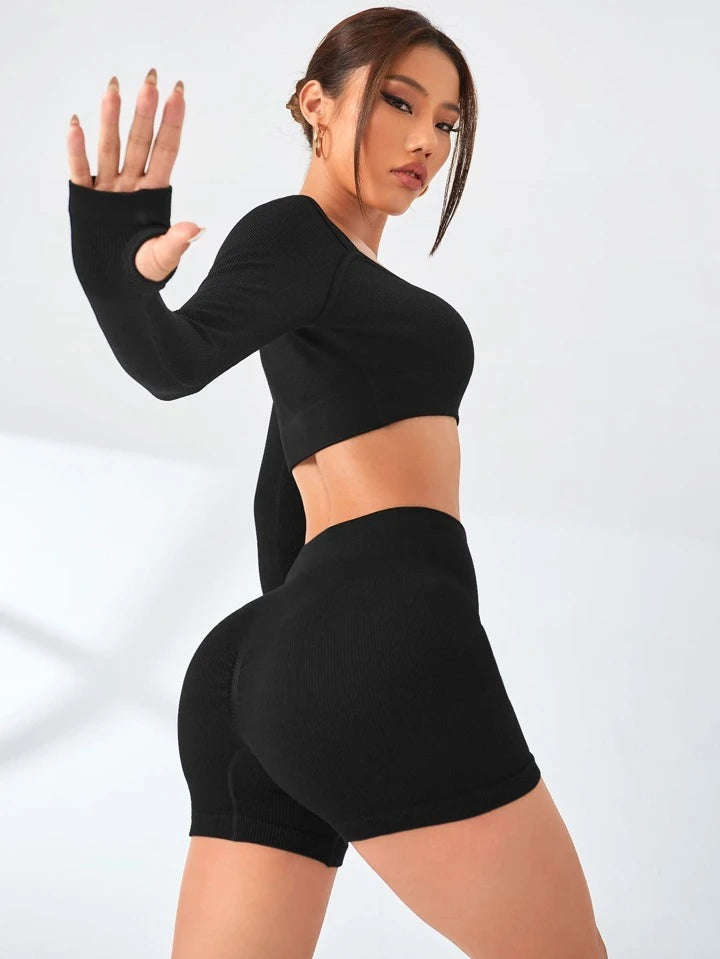 Estella’s Yoga Trendy Solid Halter Neck Sports Set Workout Set