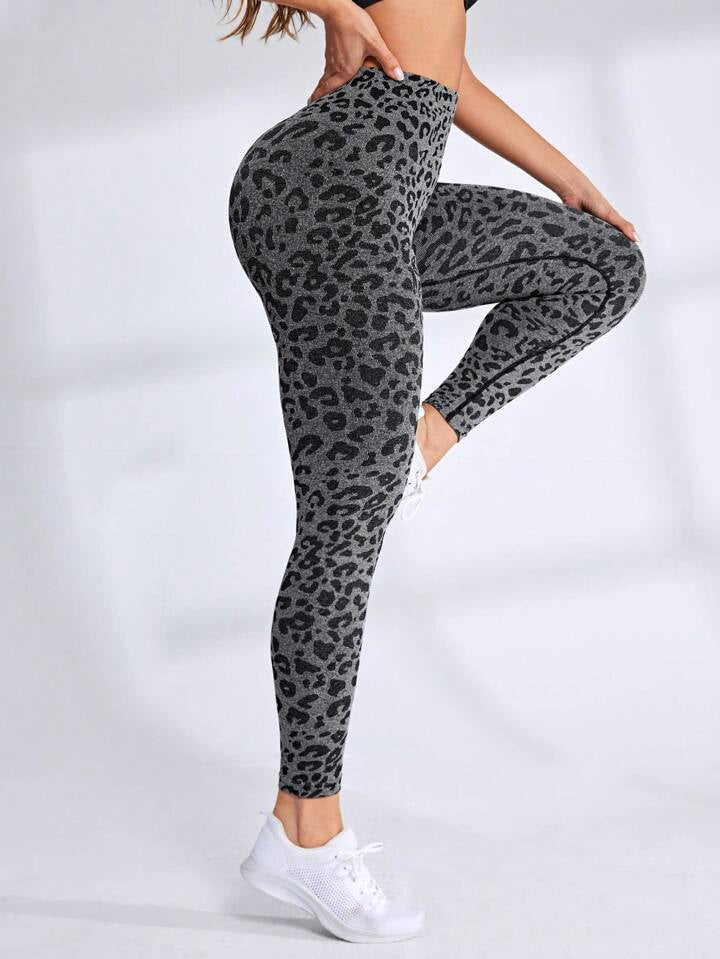 Estella’s Leopard Print Seamless High Waist Stretchy Gym Leggings