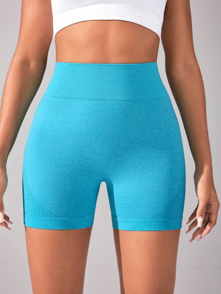 Estella’s Women's Seamless High Waist Solid Color Sports Shorts