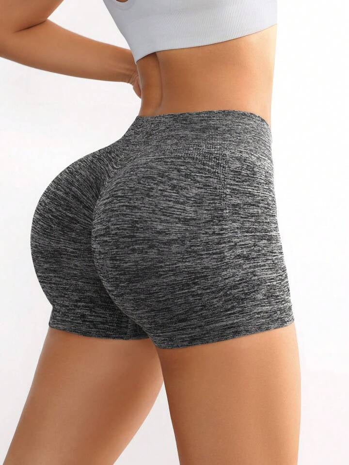 Estella’s Women's Simple Solid Color Seamless Compression Running Shorts Booty Shorts