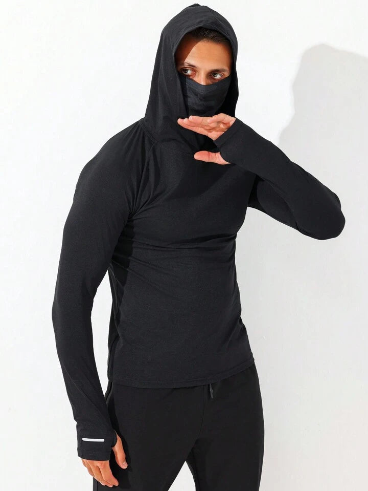 Men's Slim Fit Hooded Reflective Stripe Color Block Sports Sweatshirt