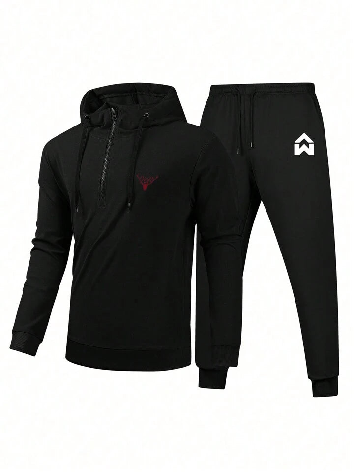 New Spring & Autumn Running & Fitness Jogging Suit For Men, Athletic Tracksuit, Hooded Two-Piece Set