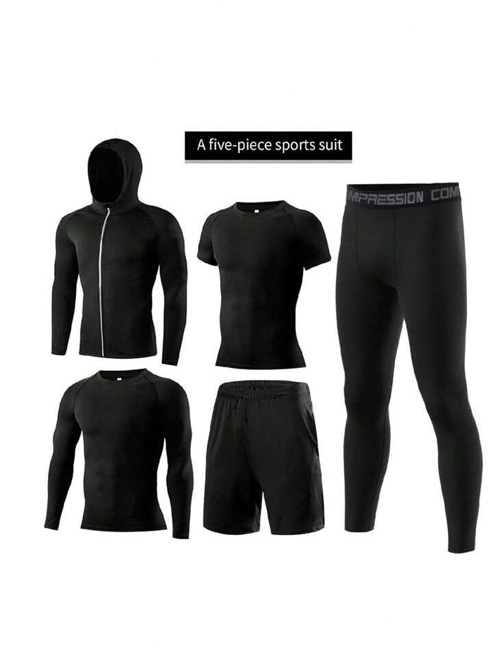 Set Tuta Compressione Uomo 1Bests – Maglia Manica Lunga E Pantaloni, Stampa 3D Lupo, Asciugatura Rapida, UPF 50+, Taglie S-XXXL