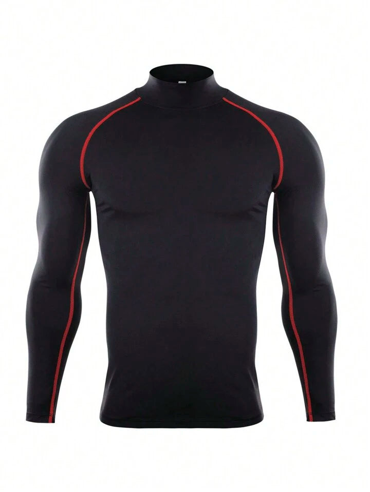 Fitness Men Contrast Top-Stitching Sports Tee Workout Tops,Men Compression Top