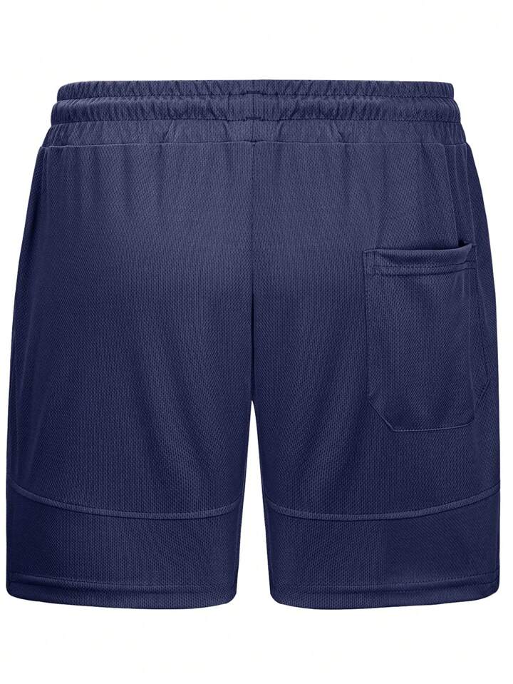 Men Zip Pocket Split Hem Drawstring Waist Shorts