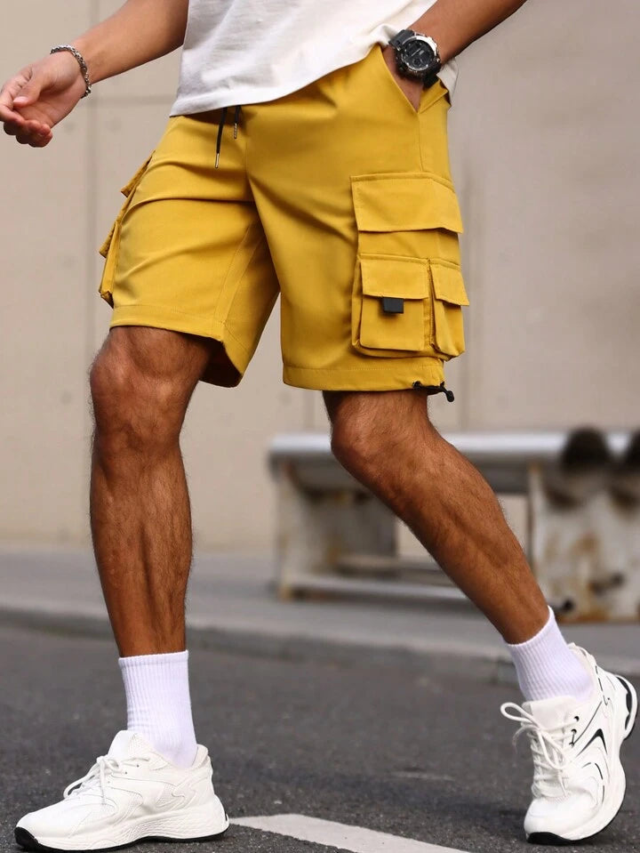 Homme Men's Elastic Waist Drawstring Pocket Shorts