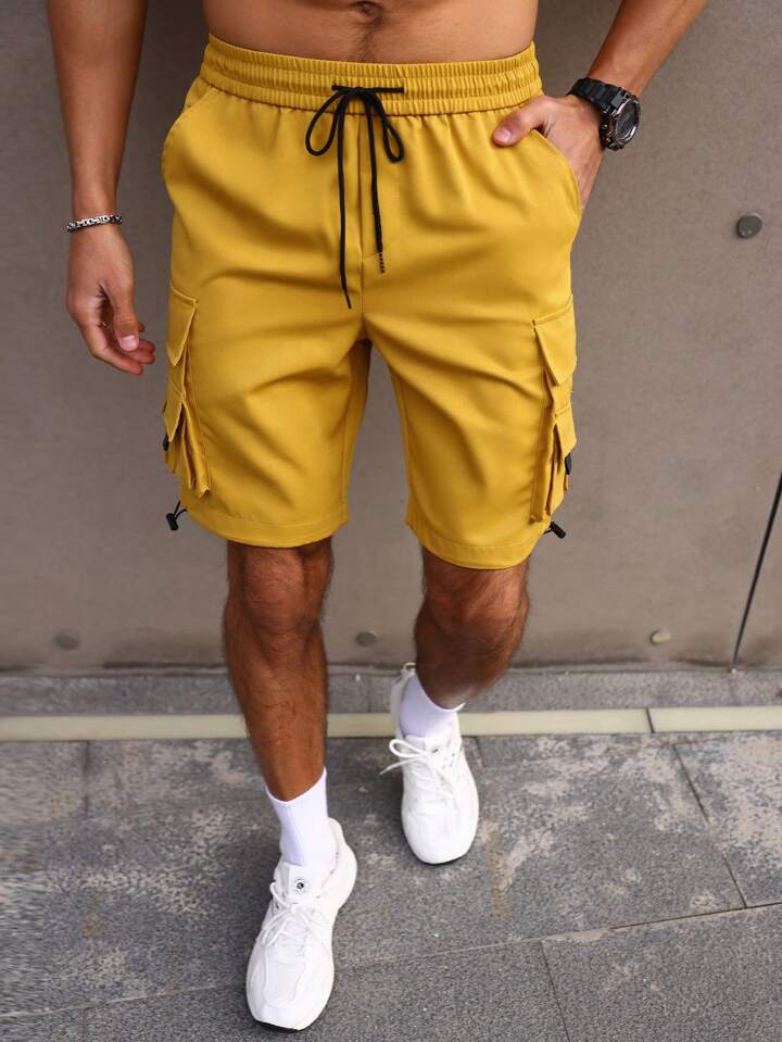 Homme Men's Elastic Waist Drawstring Pocket Shorts