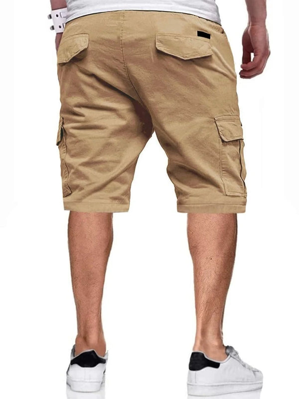 Homme Men Flap Pockets Drawstring Cargo Shorts