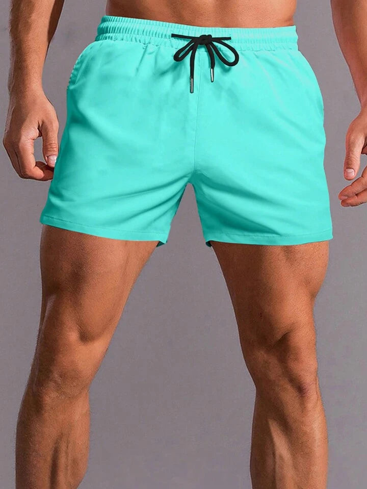 Homme Loose Men Solid Drawstring Waist Shorts