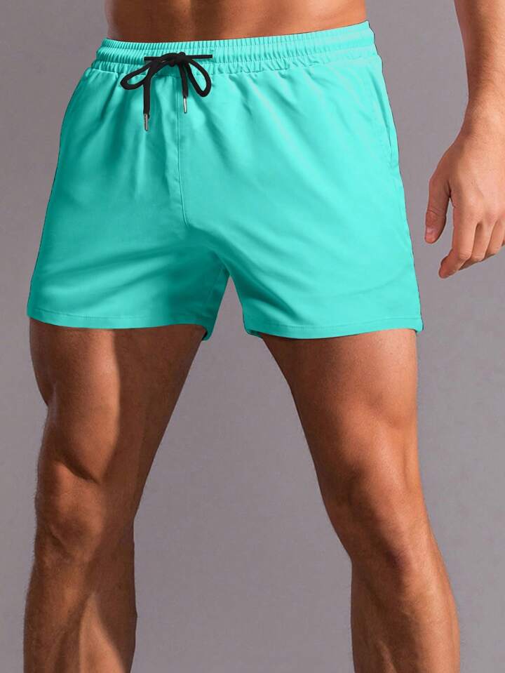 Homme Loose Men Solid Drawstring Waist Shorts