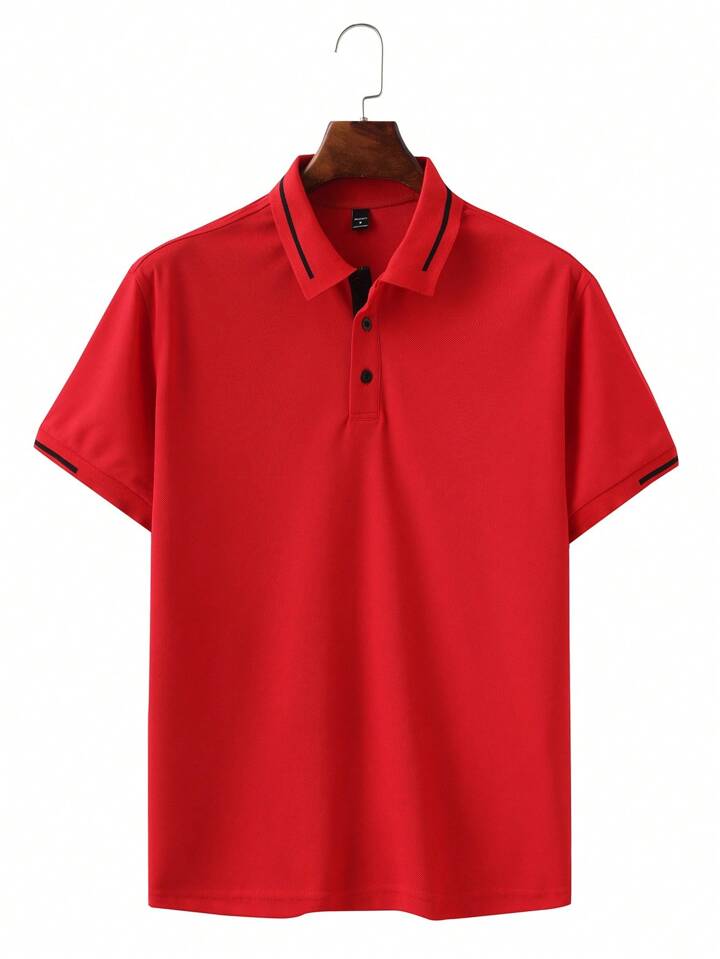 Men's Short-Sleeved Polo Shirt In Color Block Design