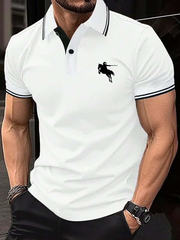 Men's Striped Short Sleeve Polo Shirt