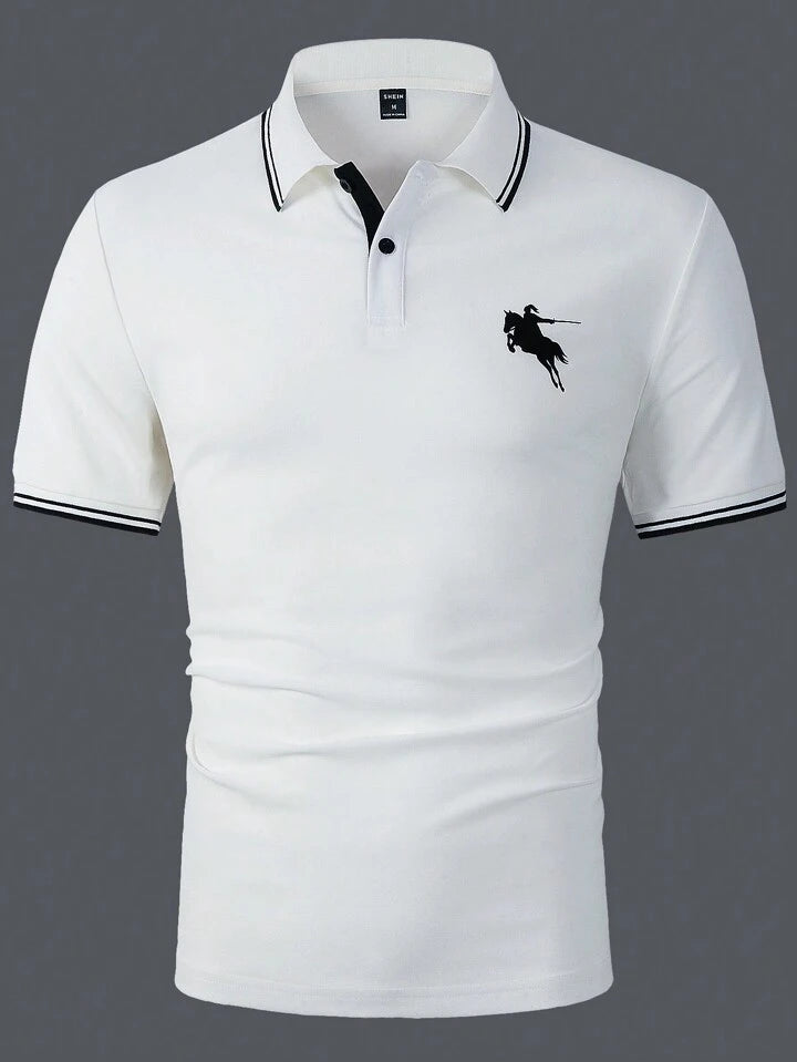 Men's Striped Short Sleeve Polo Shirt