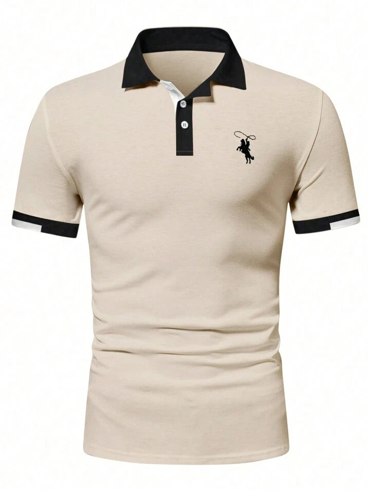 Manfinity Mode Men's Short Sleeve Polo Shirt With Horse Print