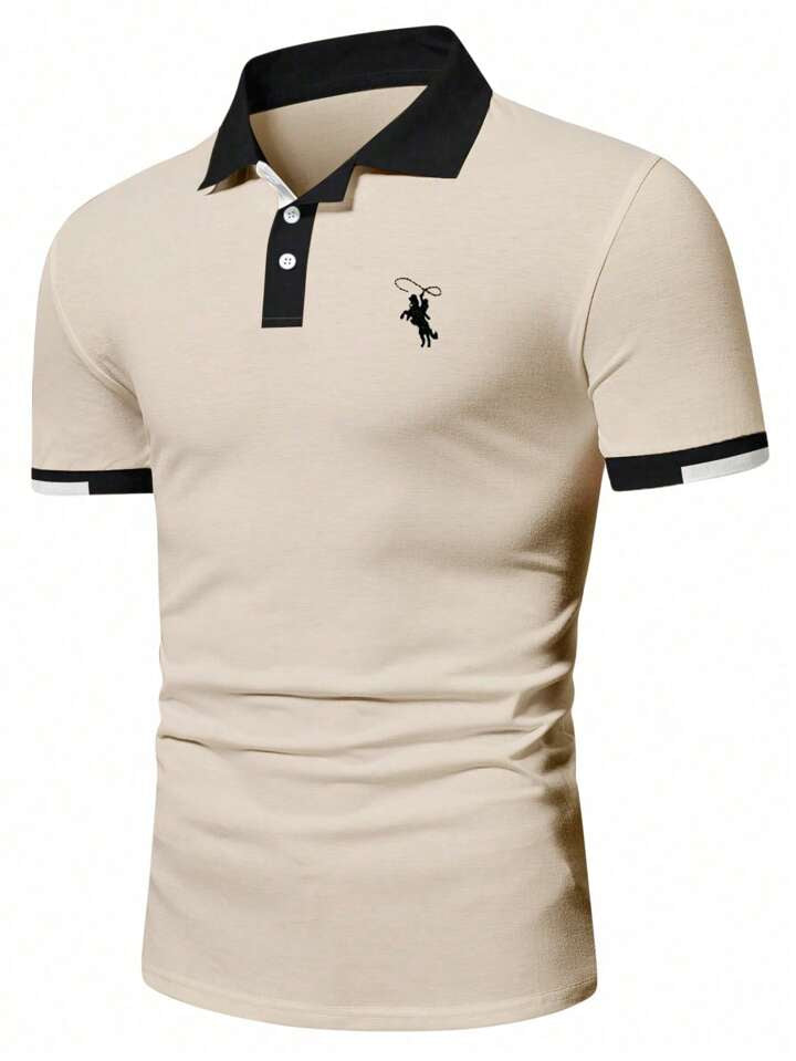 Manfinity Mode Men's Short Sleeve Polo Shirt With Horse Print