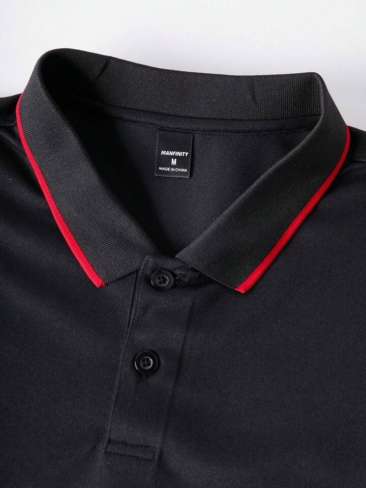 Men's Short Sleeve Polo Shirt With Letter Print