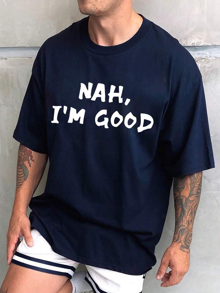 Men Slogan Graphic Tee