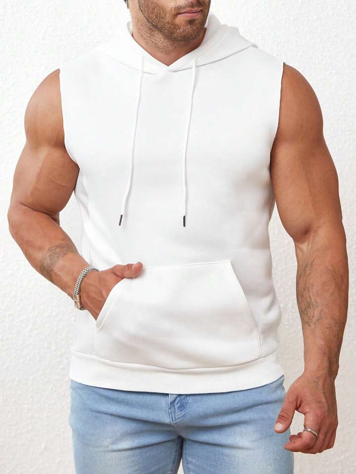 Men's Solid Color Drawstring Hoodie