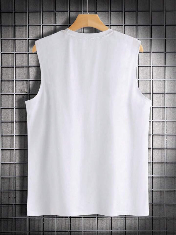 LEGND Men's Summer Casual Round Neck Sleeveless Top With Letter Print