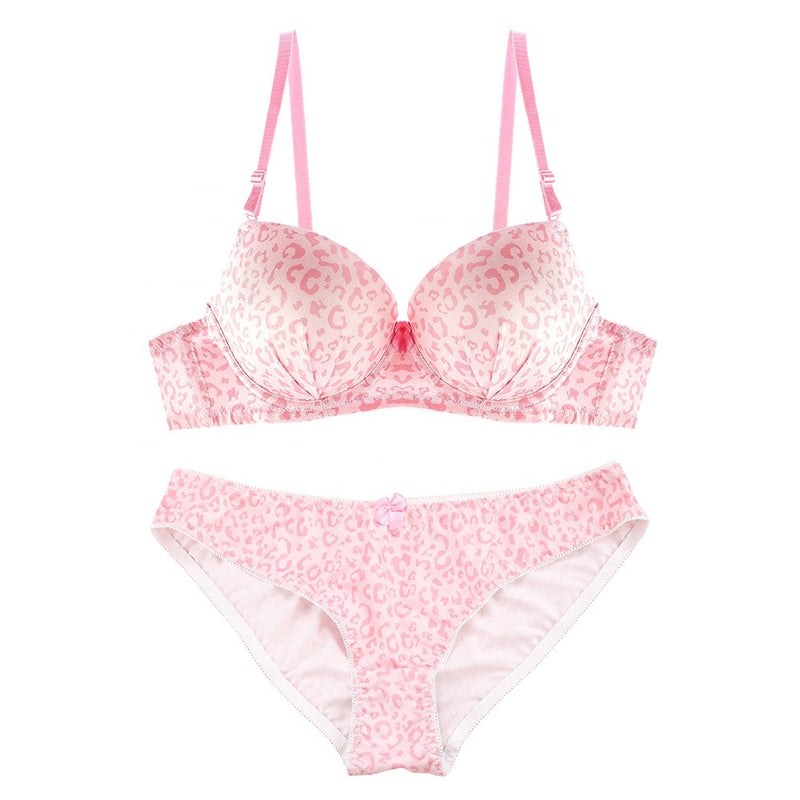 Estella's Pink FLora Print Underwire Embroidery Bra and Panty